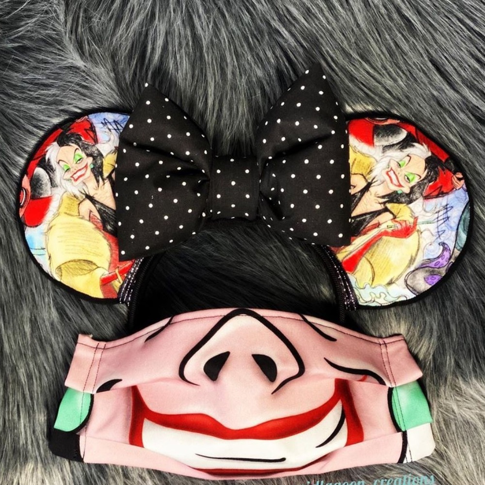 Cruella DeVille mask & “Disney ears” set